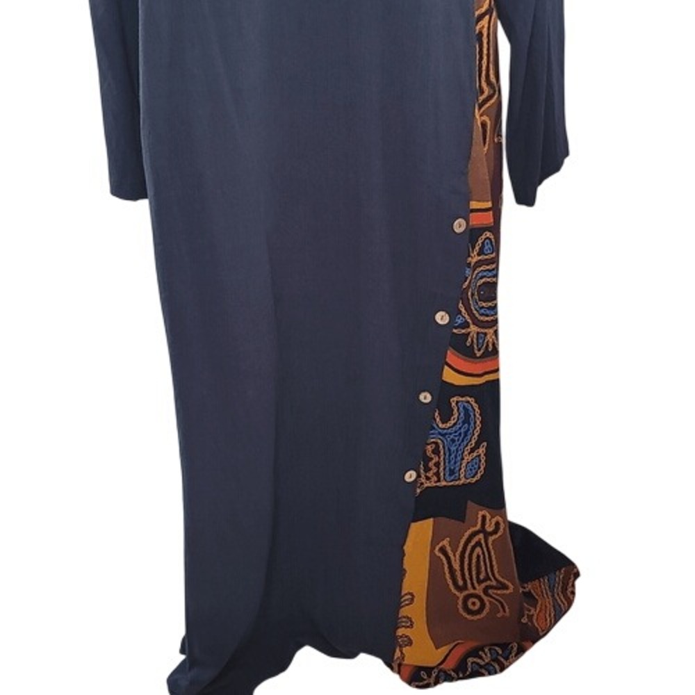 Zanzea Navy‎ Blue with Contrasting Colors Maxi Dress - Picture 4 of 13